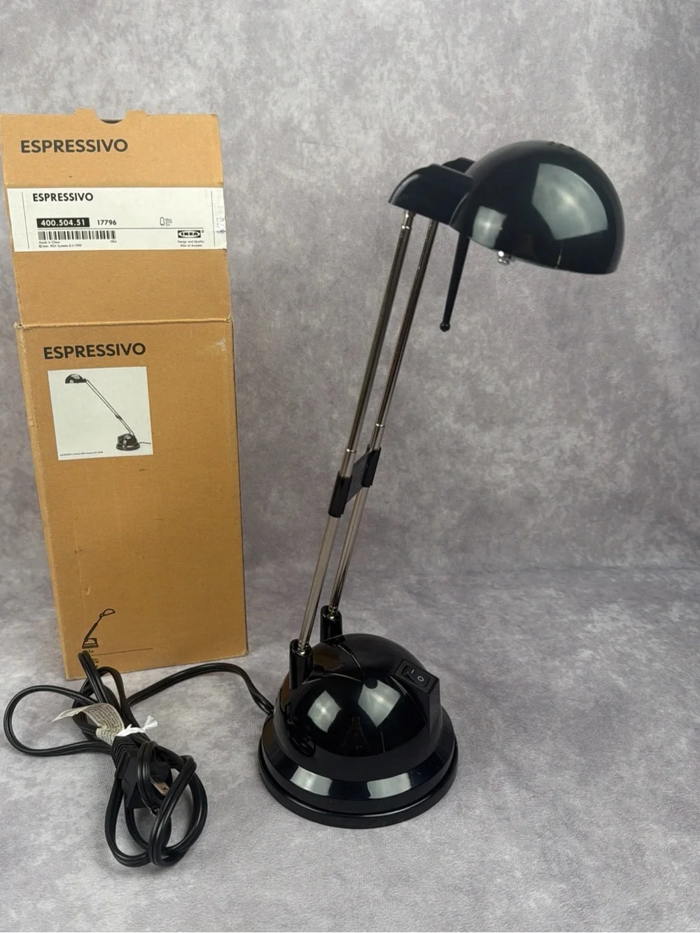VTG IKEA Espressivo Telescoping Desk Lamp Glossy Black Halogen w/ Box